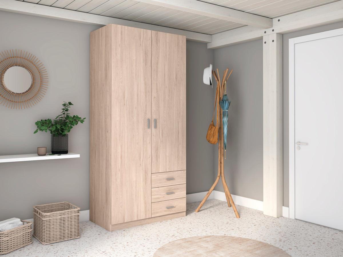 Armario Roma 2 puertas y 3 cajones 100 cm – Sahara