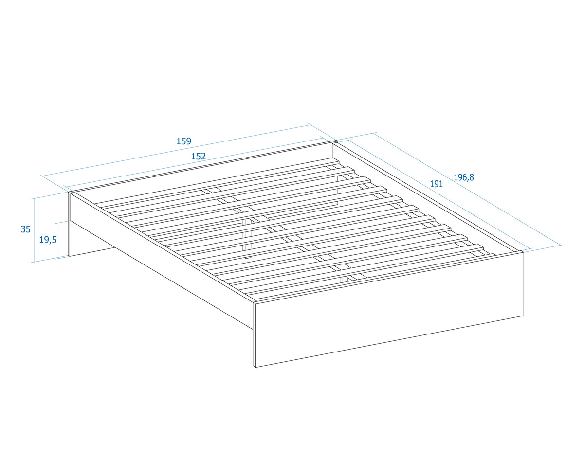 Cama con somier de lamas 150 × 190 cm – Albo