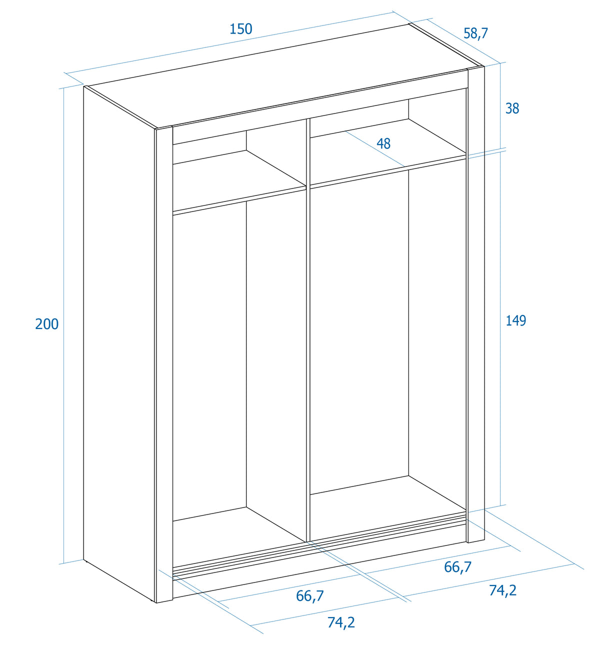 Armario Sava 2 puertas correderas con espejo 150 cm – Sahara