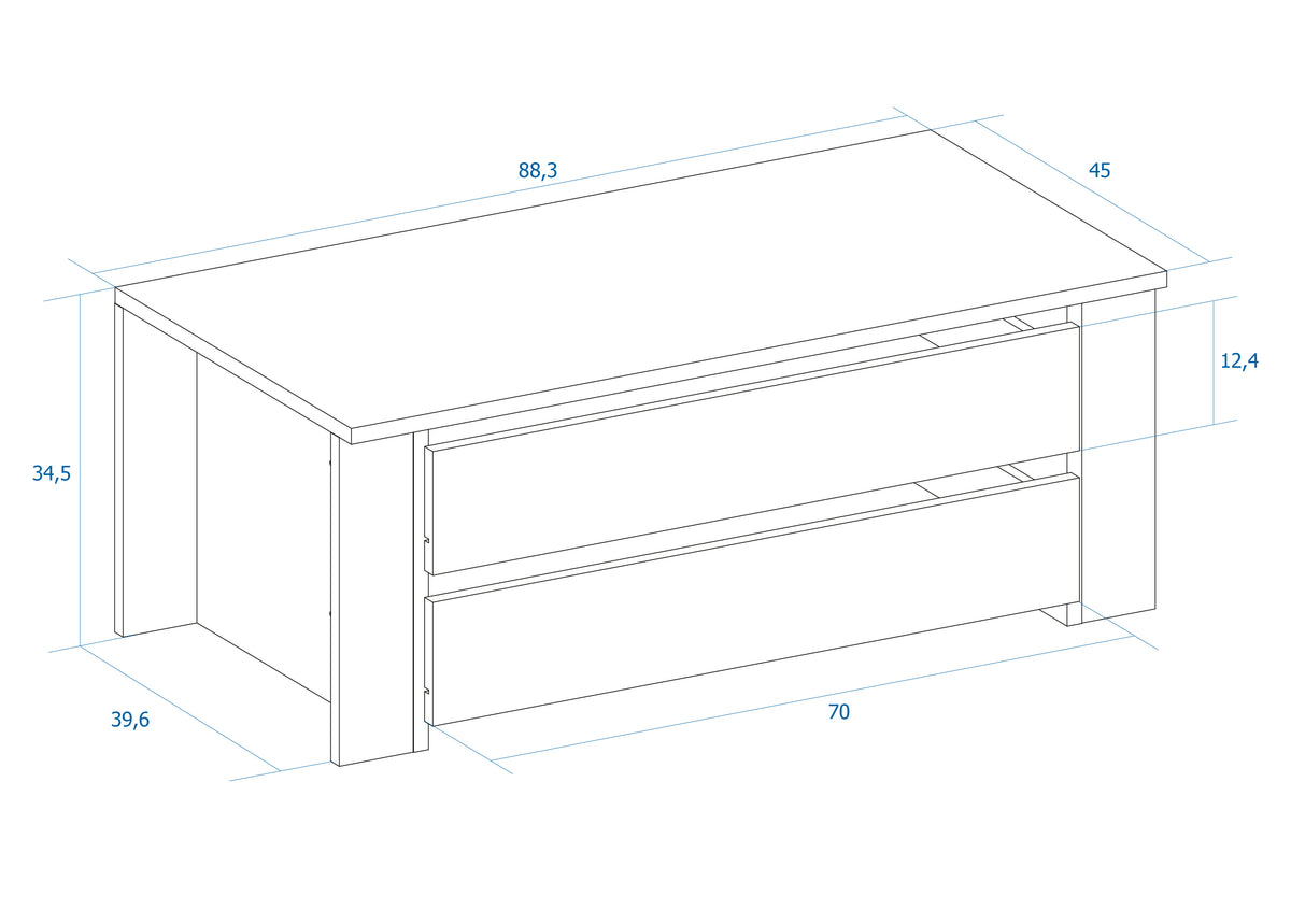 Cajonera interior para armario 2 cajones 88 cm – Blanco Mate