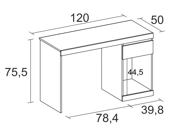 Escritorio Boro 1 cajón y hueco 120 cm – Blanco Mate