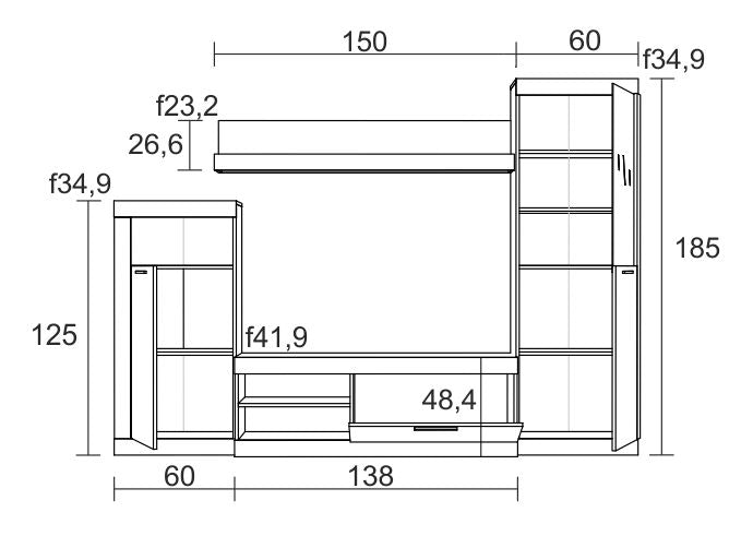 Composición de salón Escena 258 cm – Naturale / Pizarra