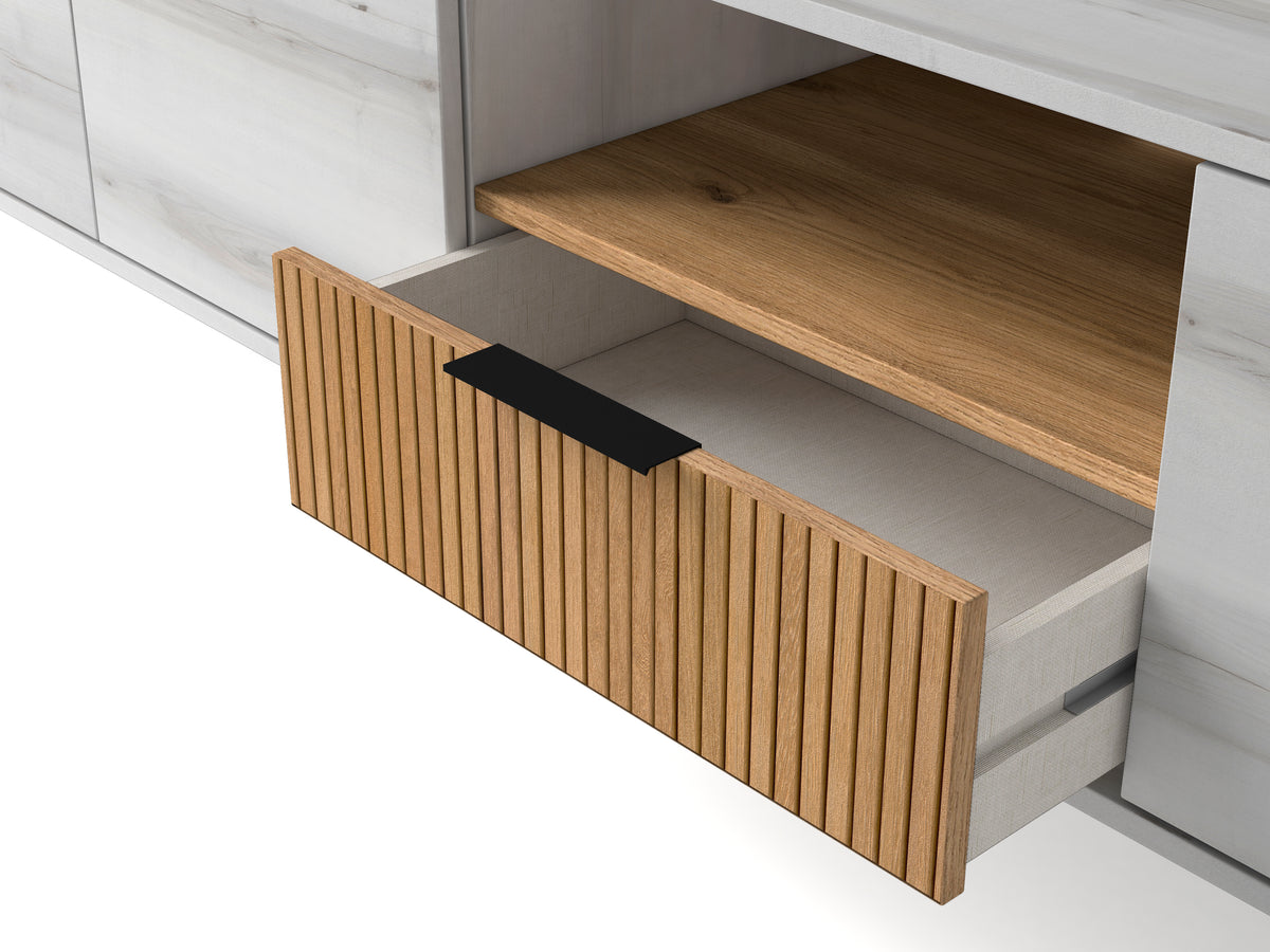 Mueble TV Tokio 1 cajón, 3 puertas y hueco 178 cm – Albo Rayado