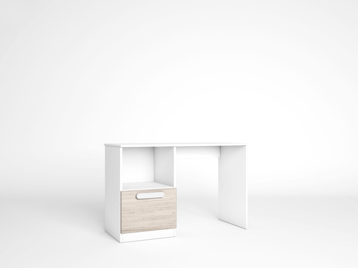 Escritorio Estelle 1 puerta y hueco 100 cm – Blanco Mate / Sahara