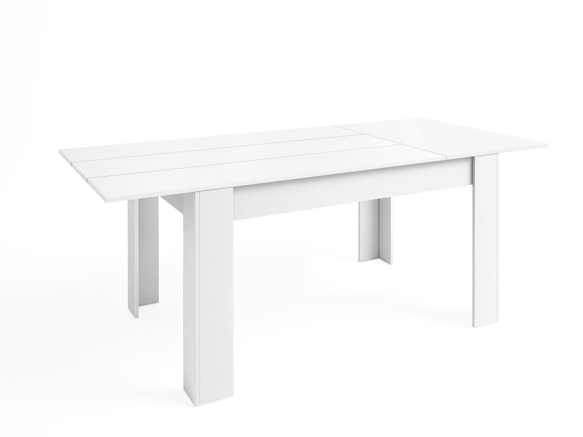 Mesa de comedor extensible Bass 140 × 90 cm – Blanco Mate