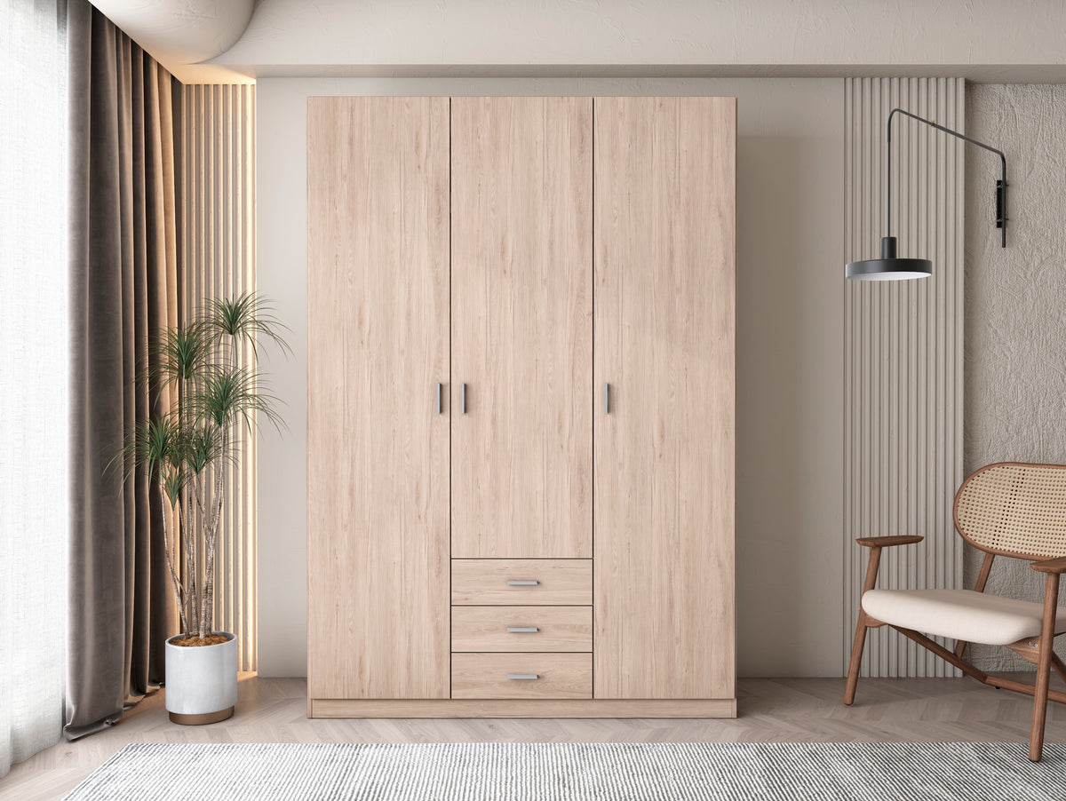 Armario Roma 3 puertas y 3 cajones 150 cm – Sahara