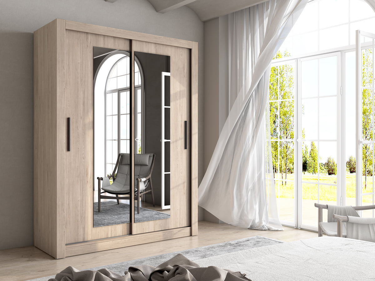 Armario Sava 2 puertas correderas con espejo 150 cm – Sahara