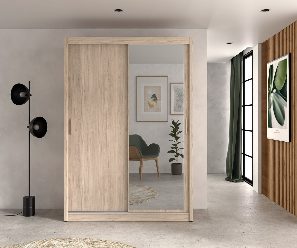 Armario Mijas 2 puertas correderas con espejo 150 cm – Sahara
