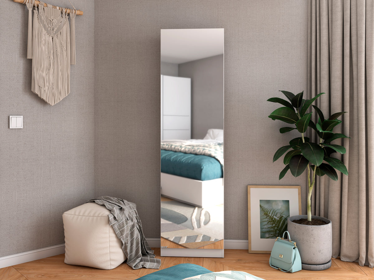 Zapatero Trend con espejo 50 × 180 cm – Blanco Mate
