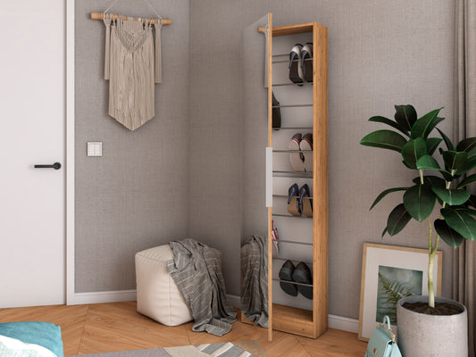 Zapatero Trend con espejo 50 × 180 cm – Naturale