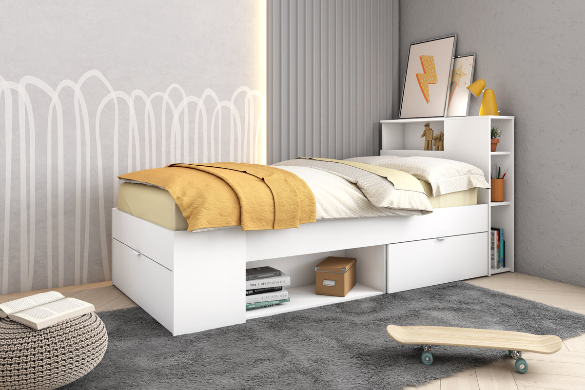 Cama compacta Ronin 90 × 190 cm – Blanco Mate