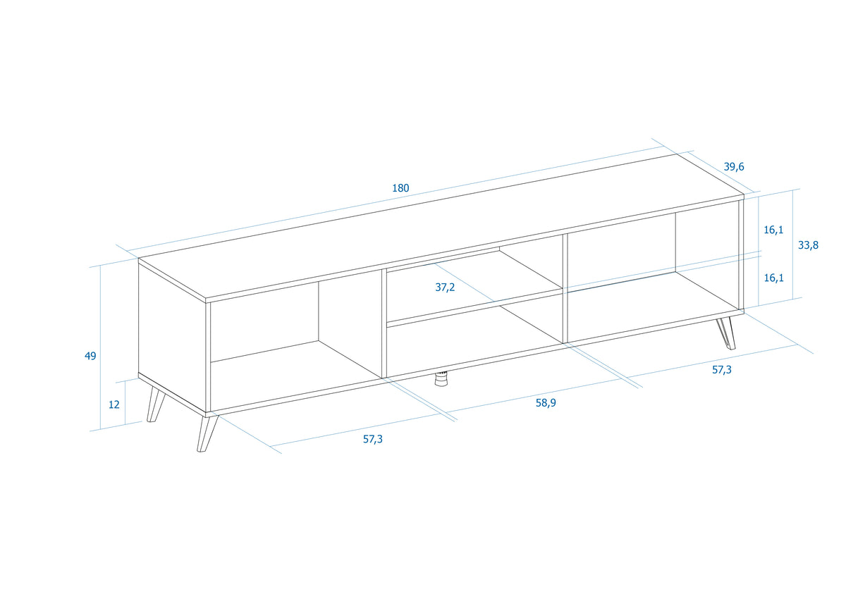 Mueble TV Tito 2 puertas y 2 huecos 180 cm – Blanco Mate y Sahara