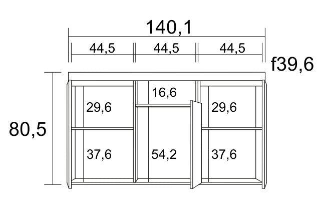 Aparador Elis 3 puertas y hueco 140 cm – Blanco Mate y Naturale
