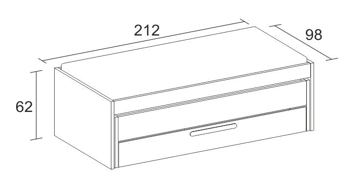 Cama compacta Estelle con cama y cajón 212 cm – Blanco Mate y Sahara