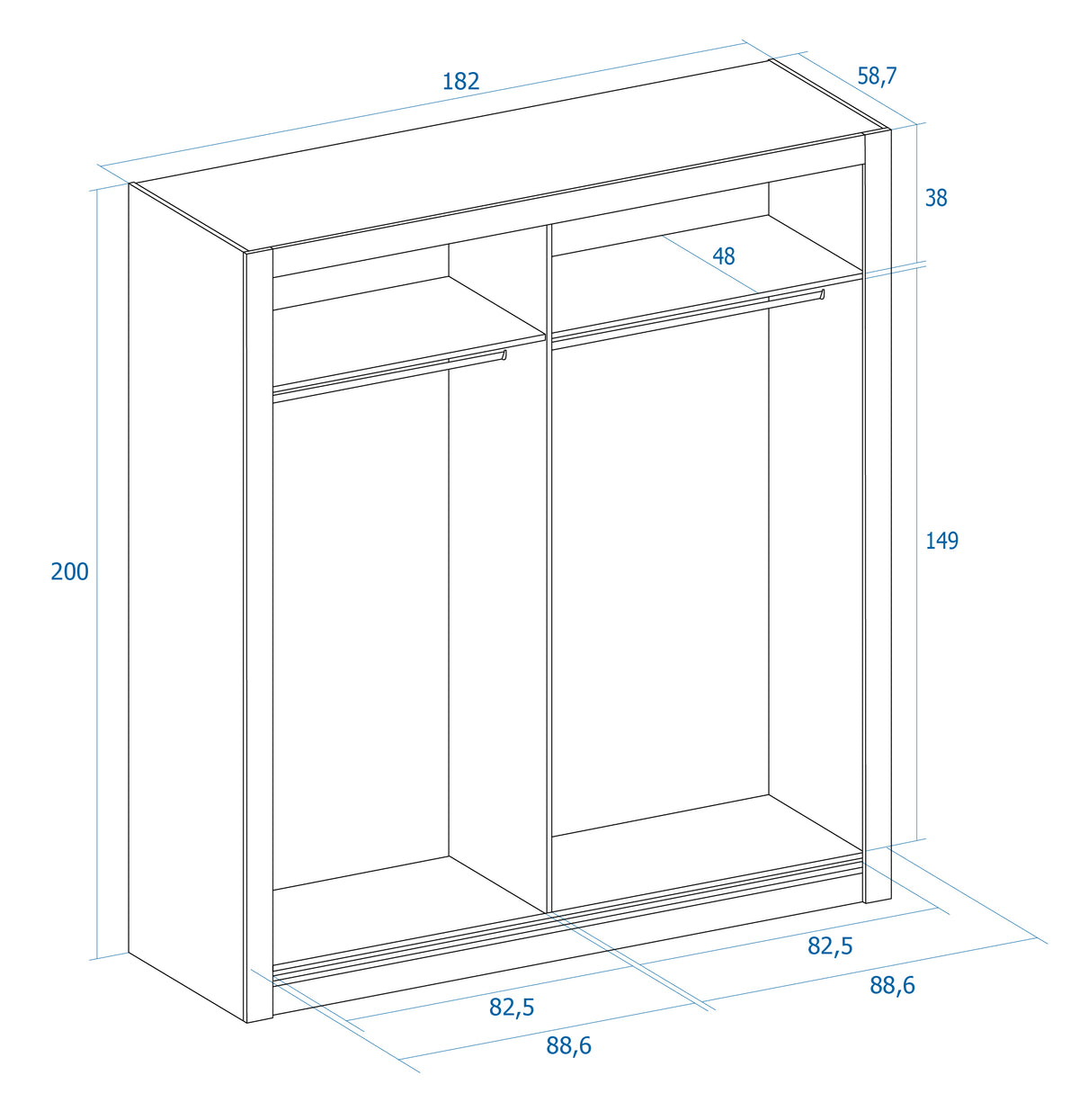 Armario Sava 2 puertas correderas 182 cm – Blanco Mate