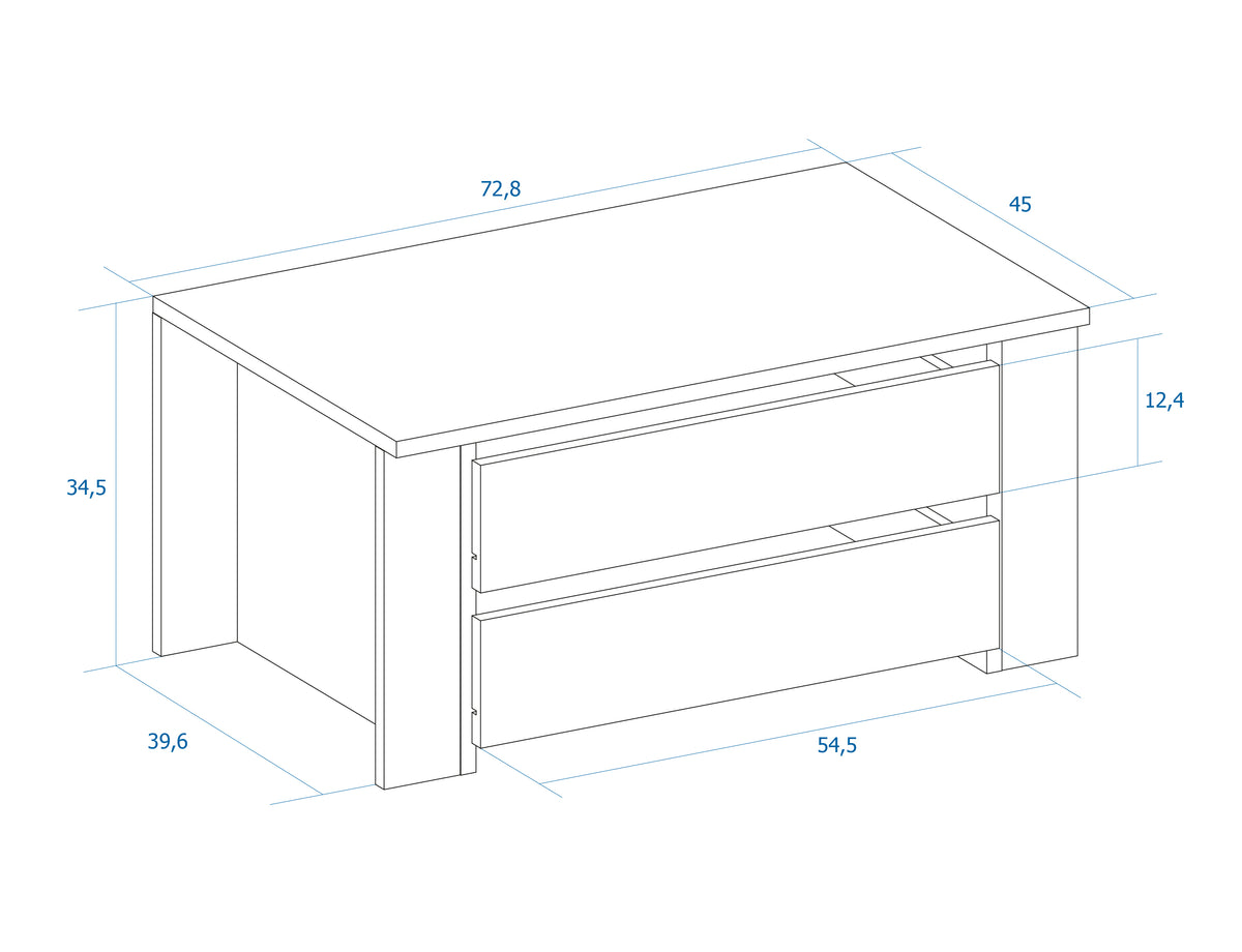 Cajonera interior para armario 2 cajones 73 cm – Blanco Mate