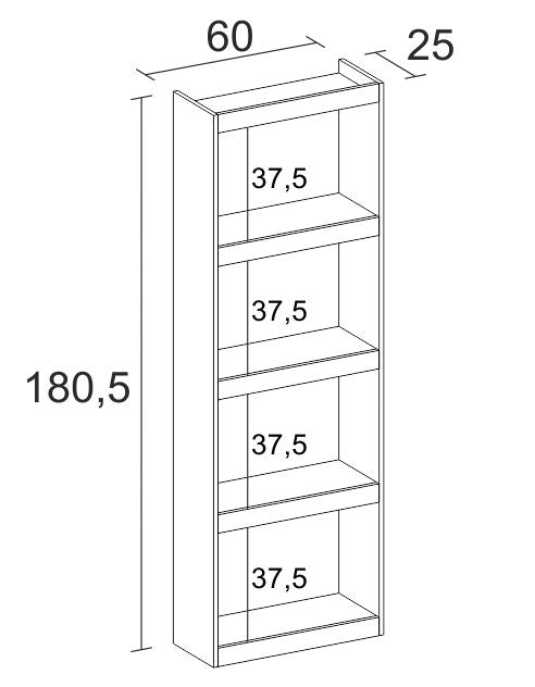 Estantería Talio 60 × 180 cm – Blanco Mate
