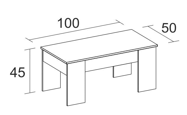 Mesa de centro elevable Low 100 × 50 cm – Sahara / Blanco Mate