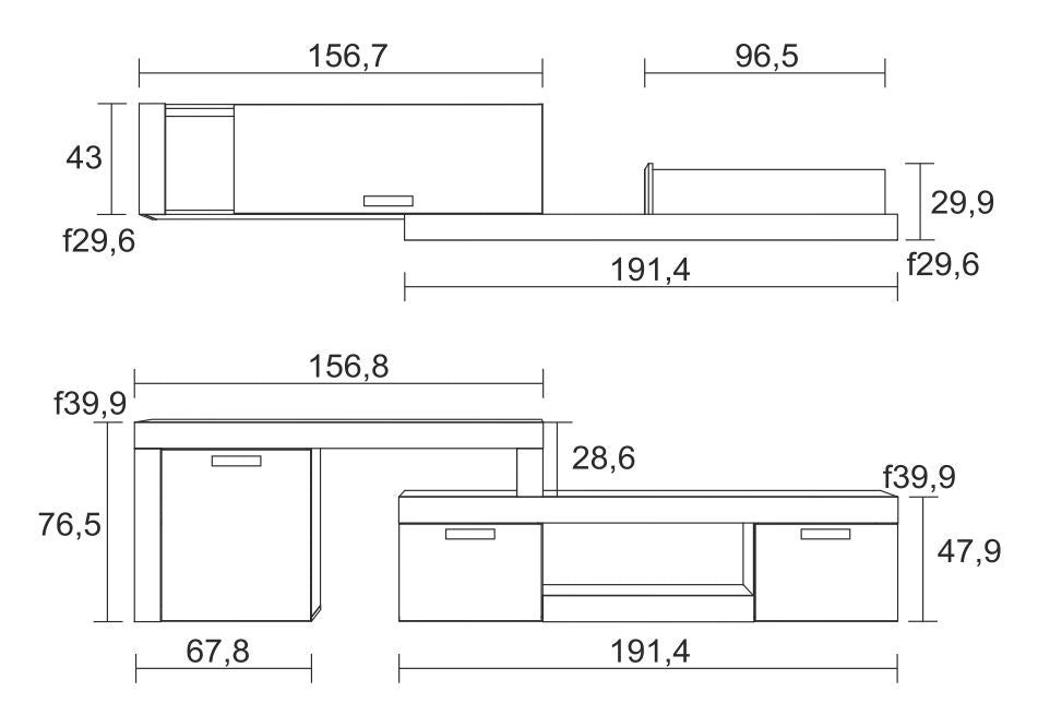 Composición de salón Argos Extend 2 293 cm – Naturale / Blanco Mate