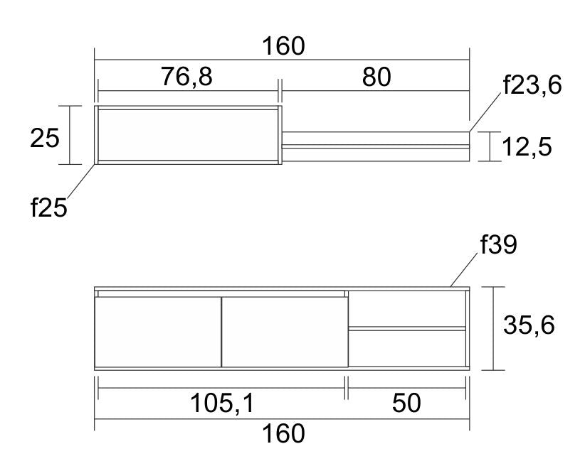 Composición de salón Eco 160 cm – Blanco Mate / Sahara