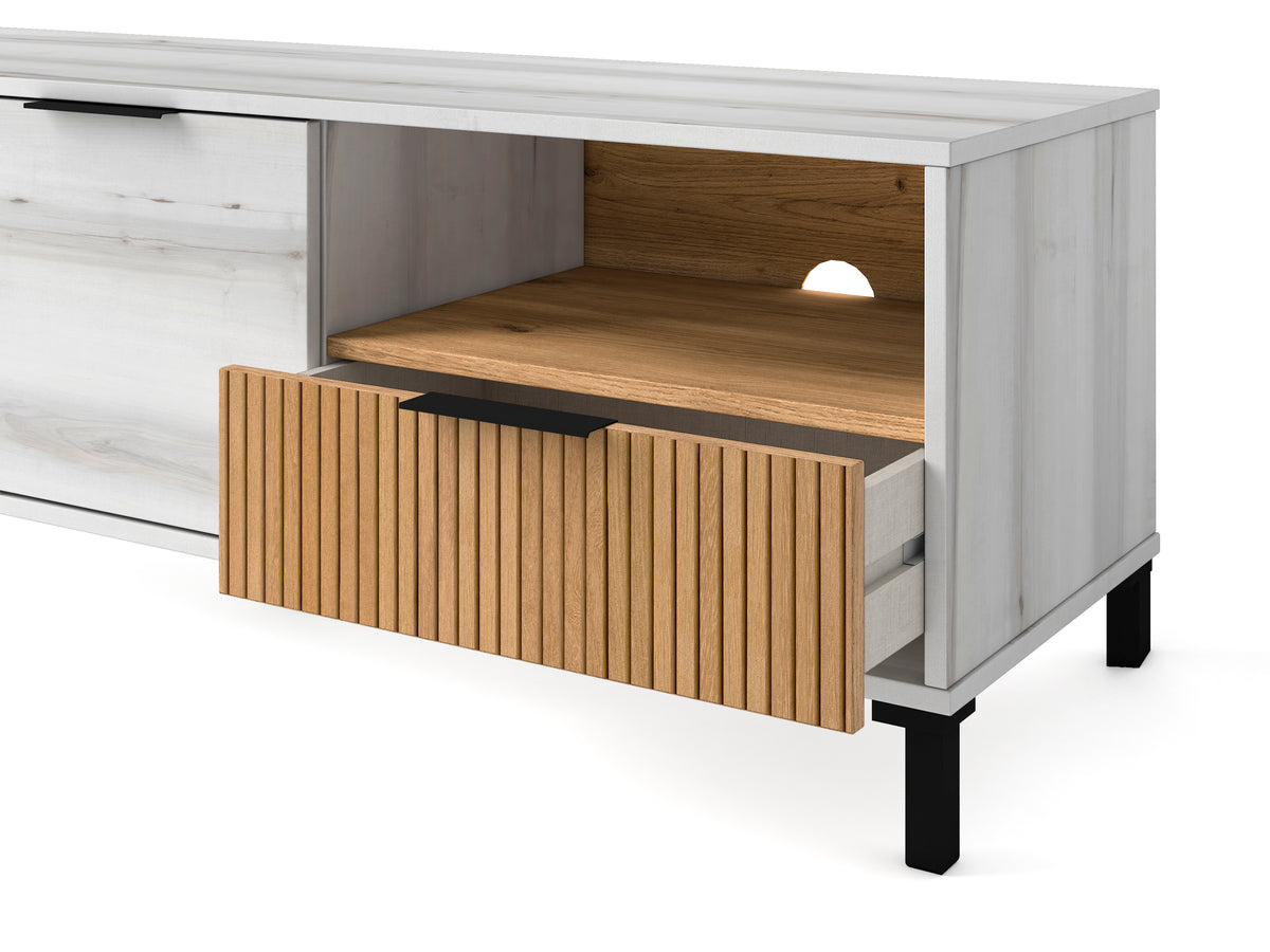 Mueble TV Tokio 1 cajón, 2 puertas y hueco 136 cm – Albo Rayado