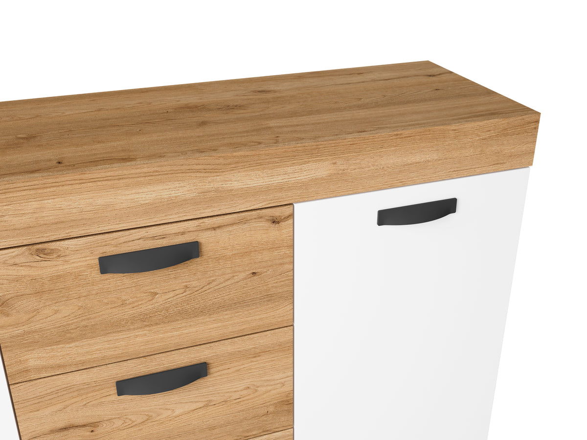 Aparador Argos 2 puertas y 3 cajones 140 cm – Naturale y Blanco Mate
