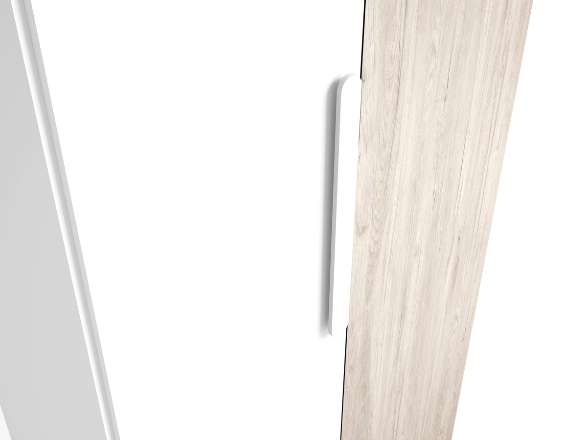 Armario Estelle 2 puertas 90 × 200 cm – Blanco Mate y Sahara