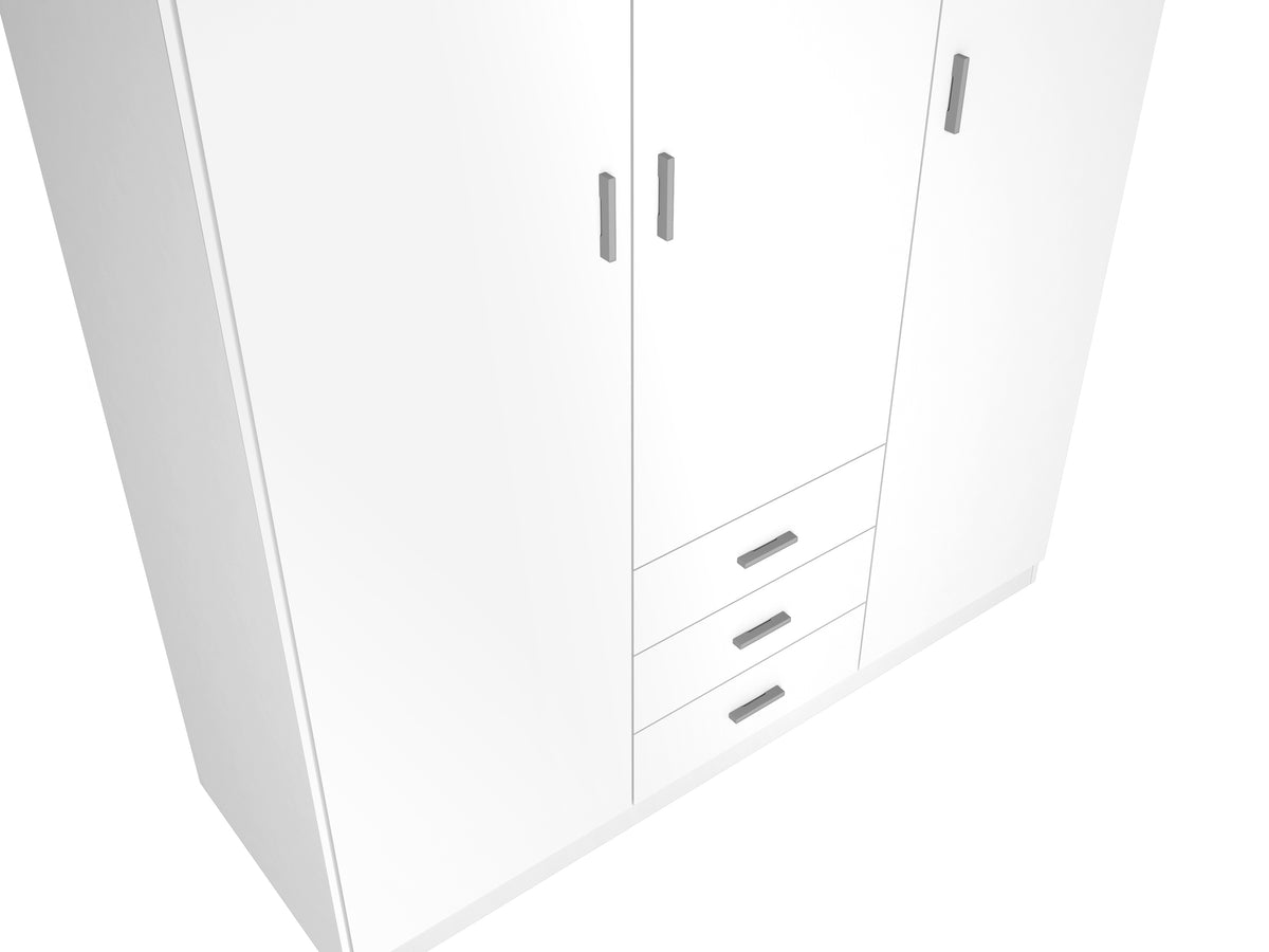 Armario Roma 3 puertas y 3 cajones 150 cm – Blanco Mate