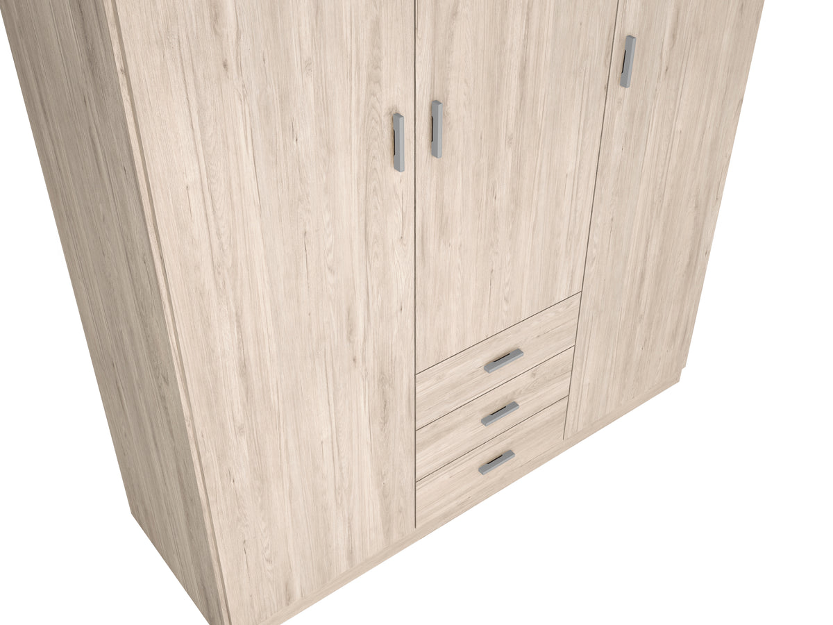 Armario Roma 3 puertas y 3 cajones 150 cm – Sahara