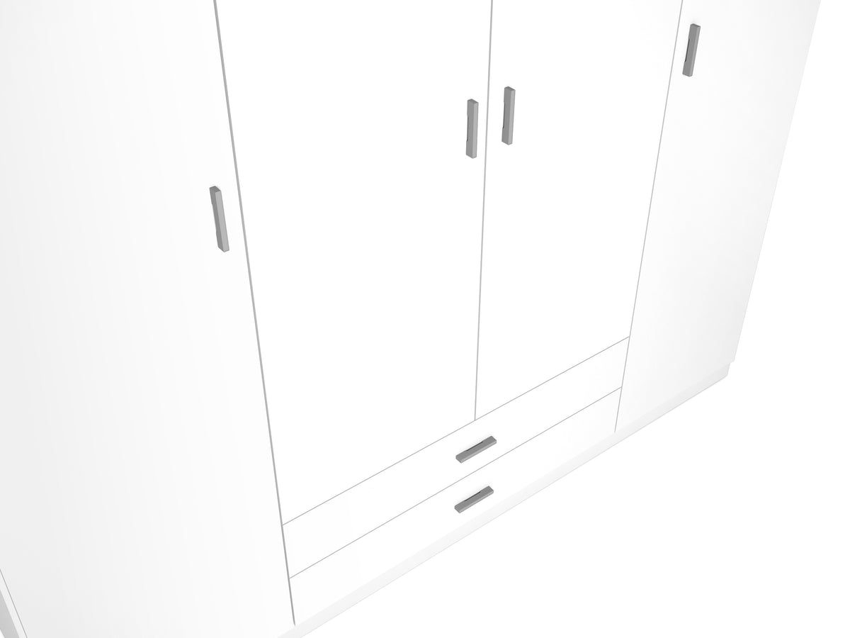 Armario Roma 4 puertas y 2 cajones 200 cm – Blanco Mate