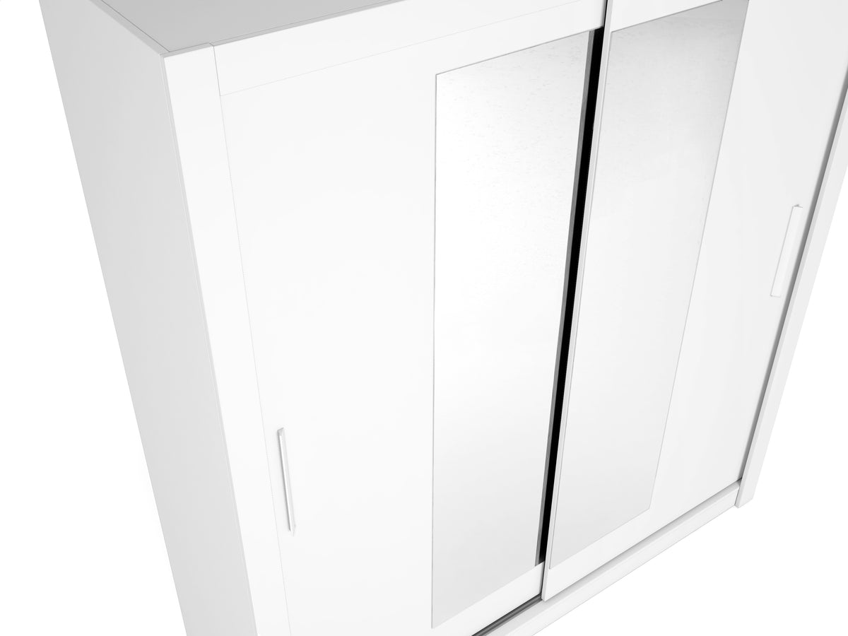 Armario Sava 2 puertas correderas con espejo 182 cm – Blanco Mate