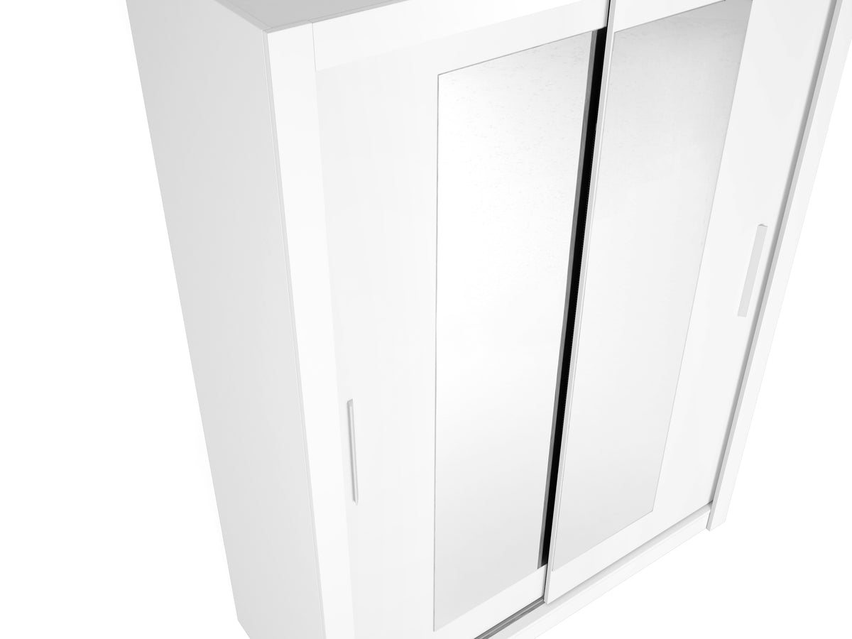 Armario Sava 2 puertas correderas con espejo 150 cm – Blanco Mate