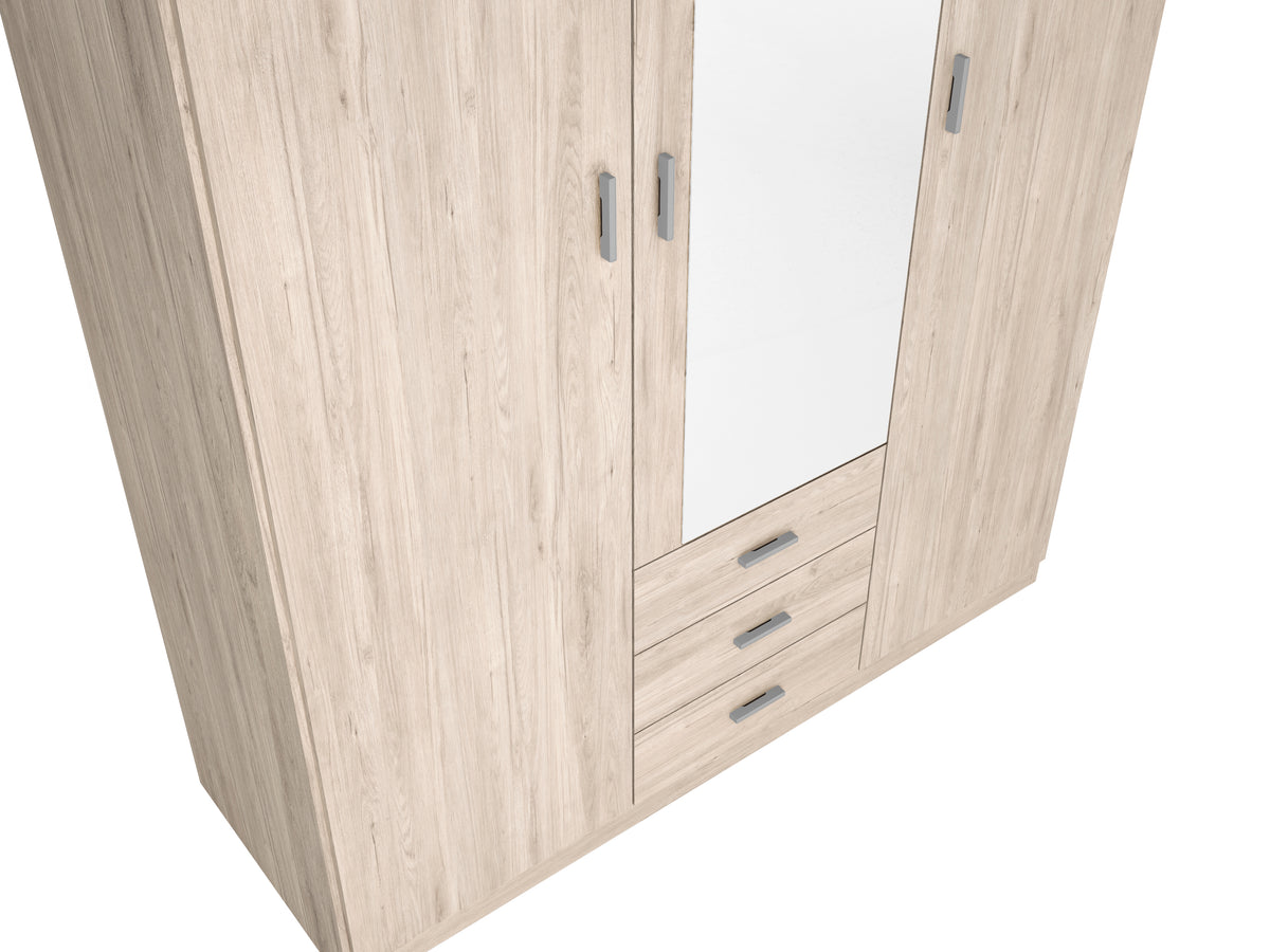 Armario Roma 3 puertas y 3 cajones con espejo 150 cm – Sahara