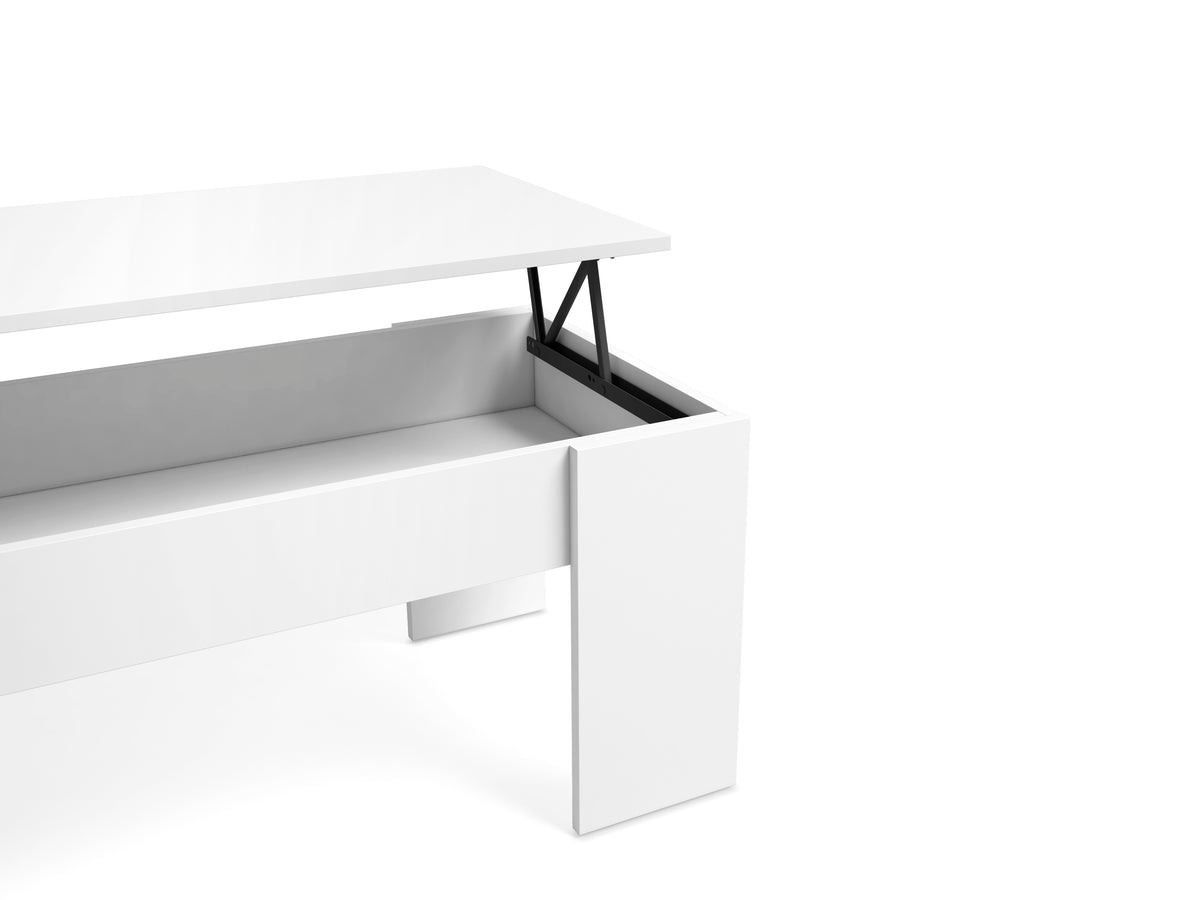 Mesa de centro elevable Low 100 × 50 cm – Blanco Mate