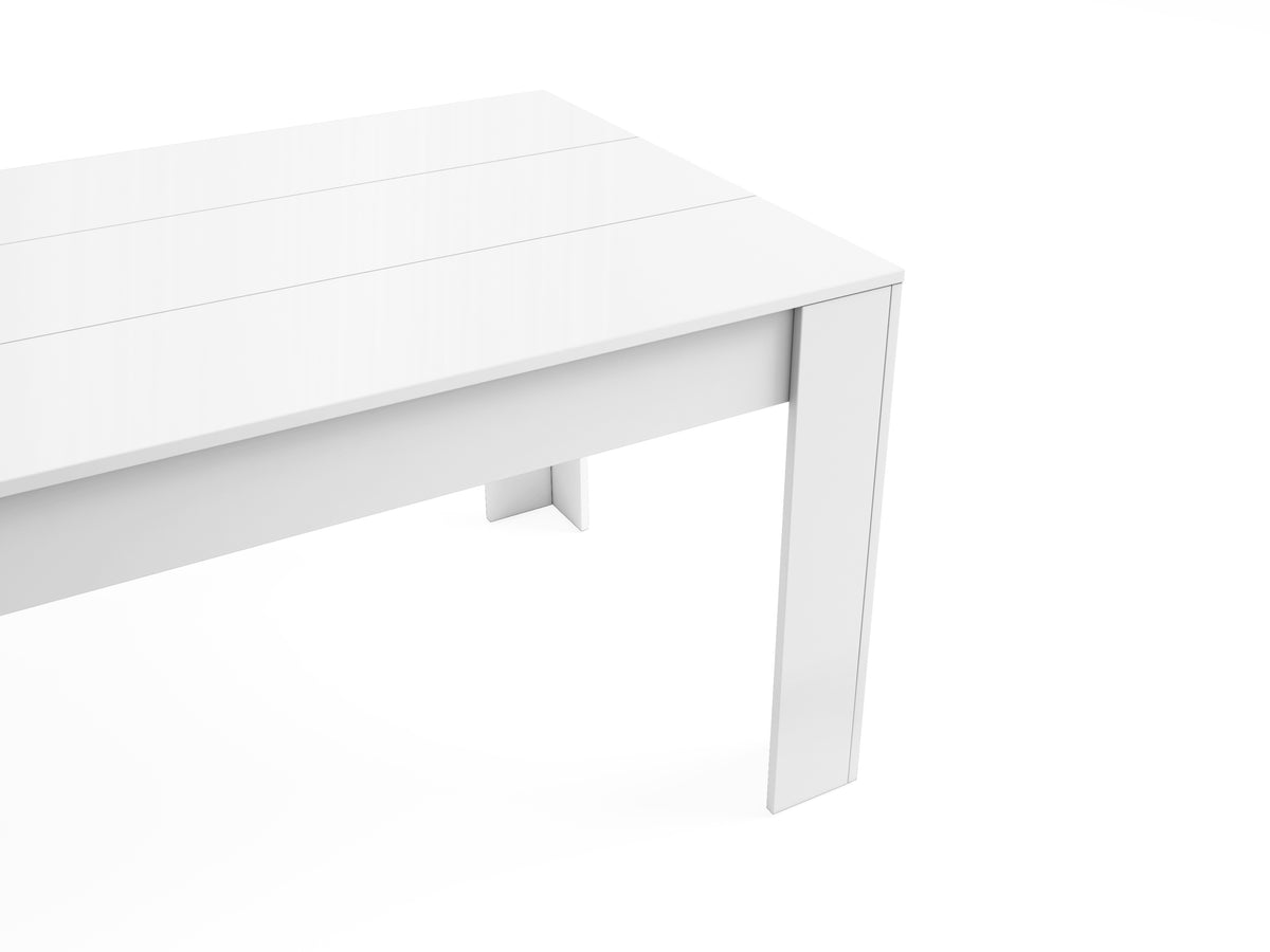 Mesa de comedor extensible Bass 140 × 90 cm – Blanco Mate