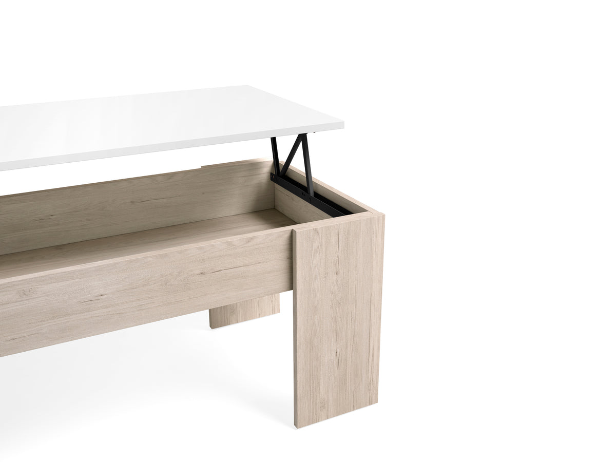 Mesa de centro elevable Low 100 × 50 cm – Sahara / Blanco Mate