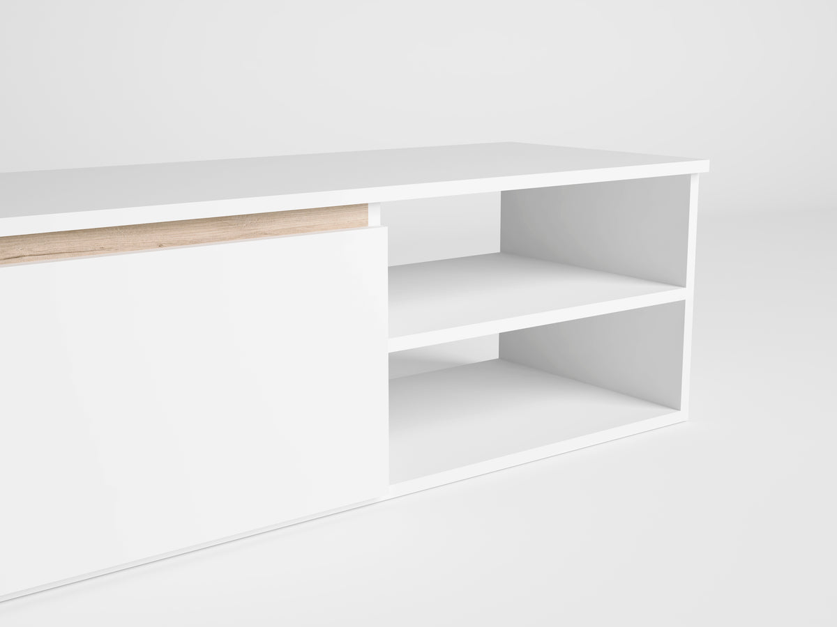 Composición de salón Eco 160 cm – Blanco Mate / Sahara