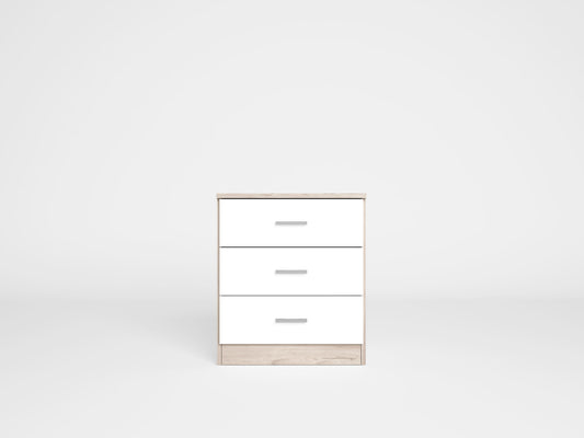 Mesita de noche Couple 3 cajones 50 cm – Sahara y Blanco Mate