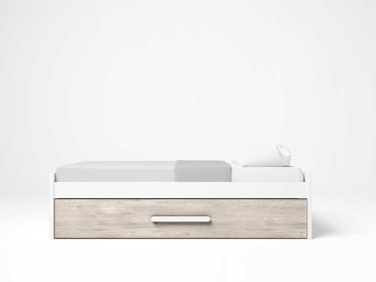 Cama nido Estelle 90 × 190 cm – Blanco Mate y Sahara