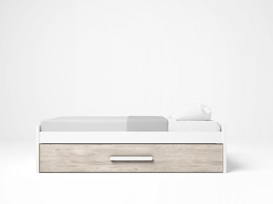 Cama nido Estelle 90 × 190 cm – Blanco Mate y Sahara