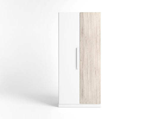 Armario Estelle 2 puertas 90 × 200 cm – Blanco Mate y Sahara