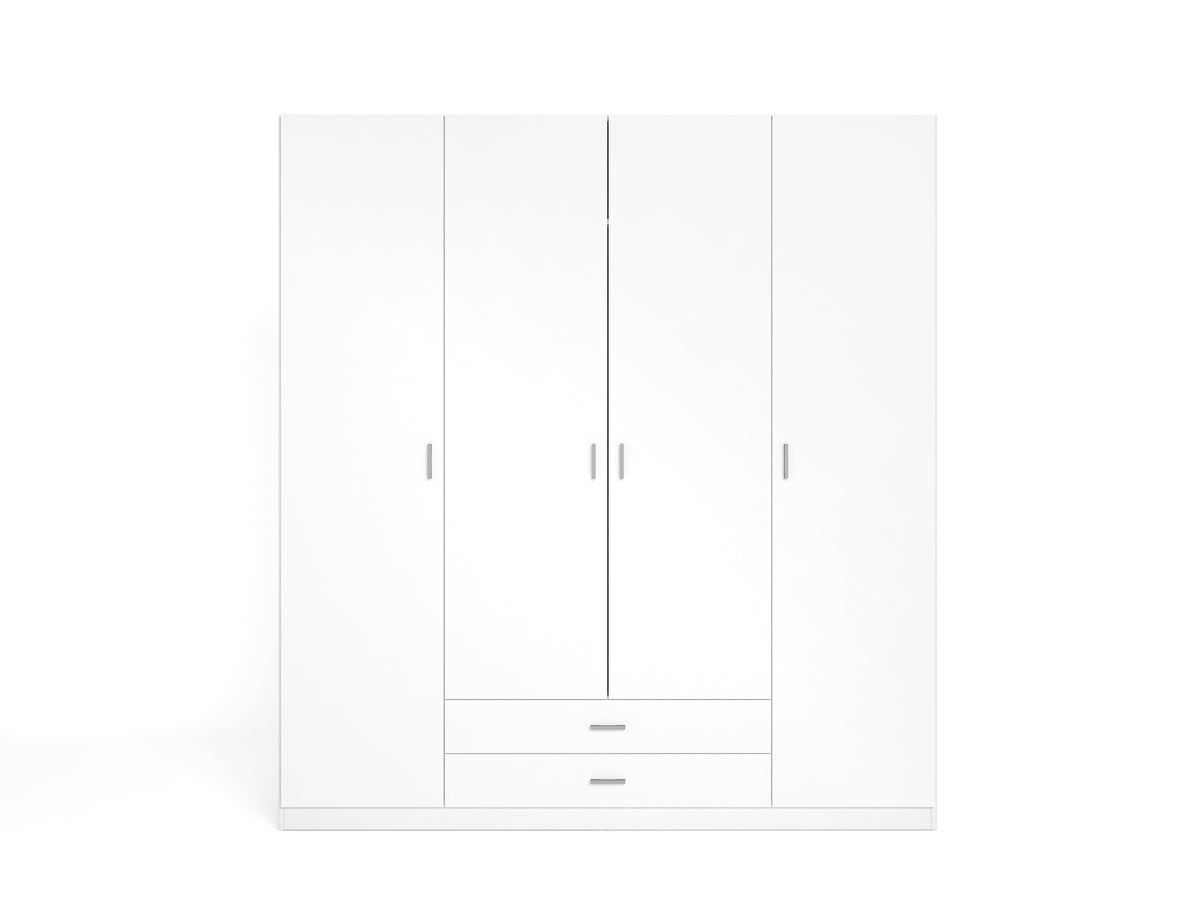 Armario Roma 4 puertas y 2 cajones 200 cm – Blanco Mate