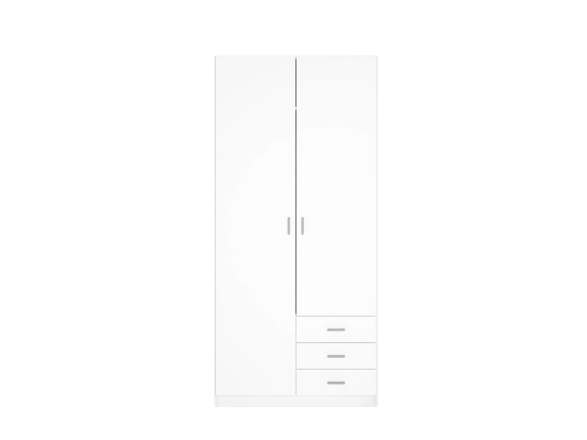 Armario Roma 2 puertas y 3 cajones 100 cm – Blanco Mate