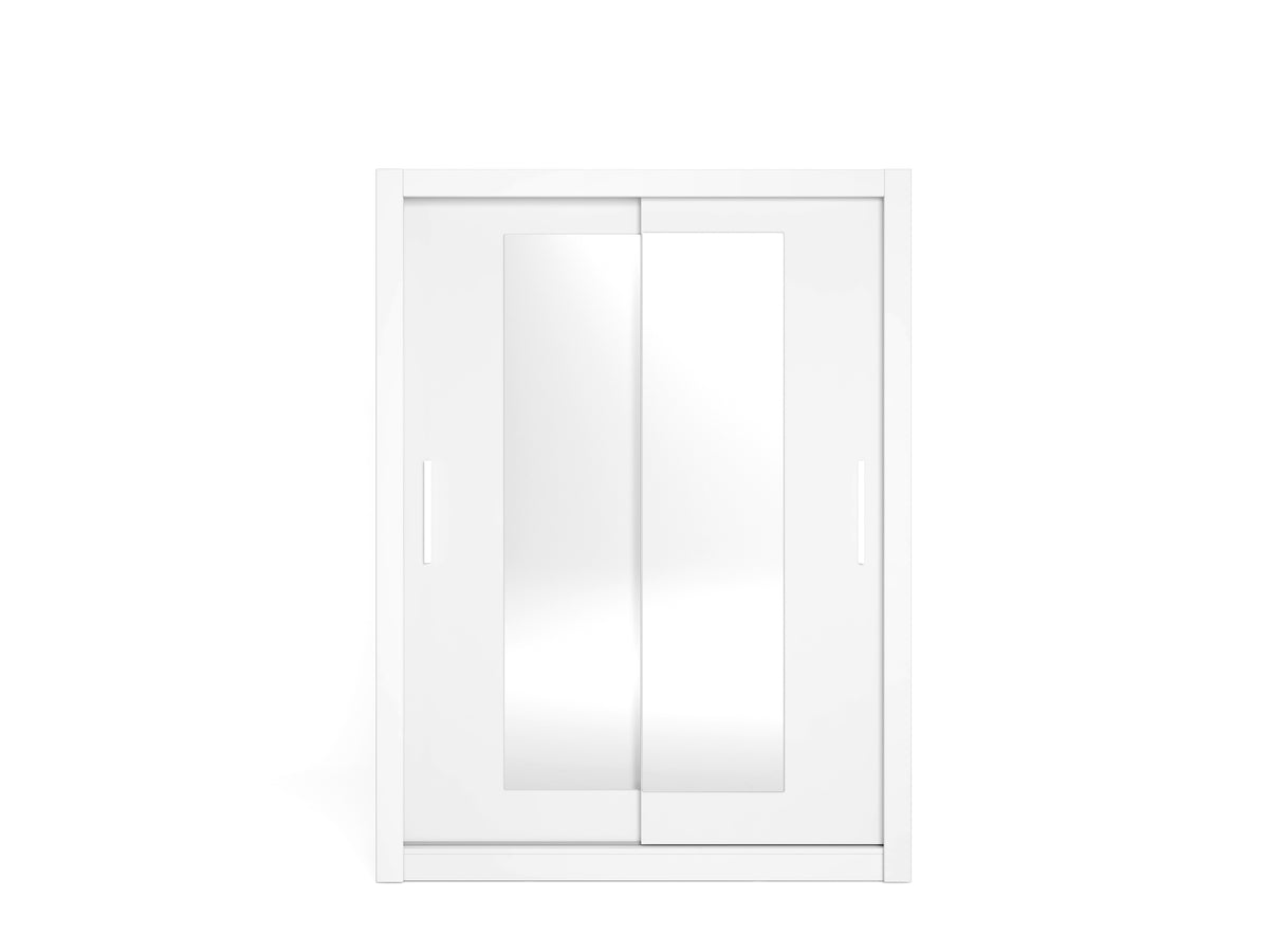 Armario Sava 2 puertas correderas con espejo 150 cm – Blanco Mate
