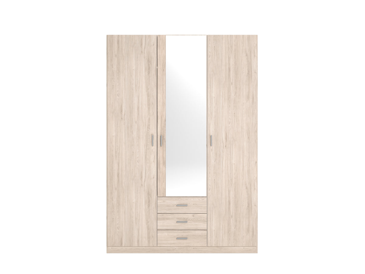 Armario Roma 3 puertas y 3 cajones con espejo 150 cm – Sahara