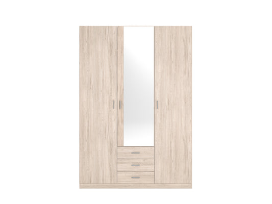 Armario Roma 3 puertas y 3 cajones con espejo 150 cm – Sahara