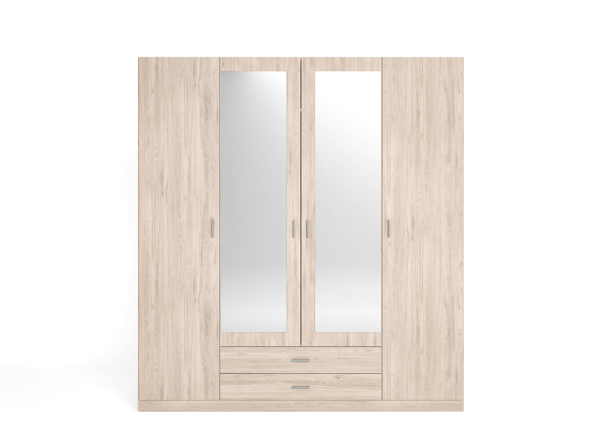 Armario Roma 4 puertas y 2 cajones con espejo 200 cm – Sahara