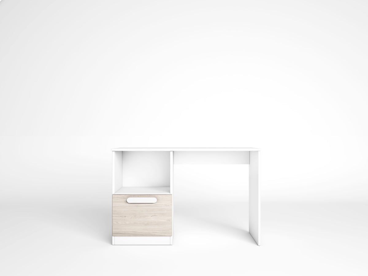 Escritorio Estelle 1 puerta y hueco 100 cm – Blanco Mate / Sahara
