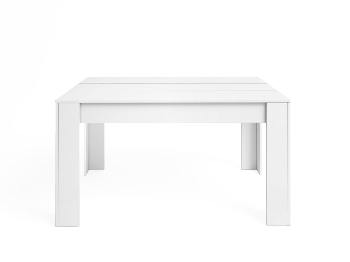 Mesa de comedor extensible Bass 140 × 90 cm – Blanco Mate