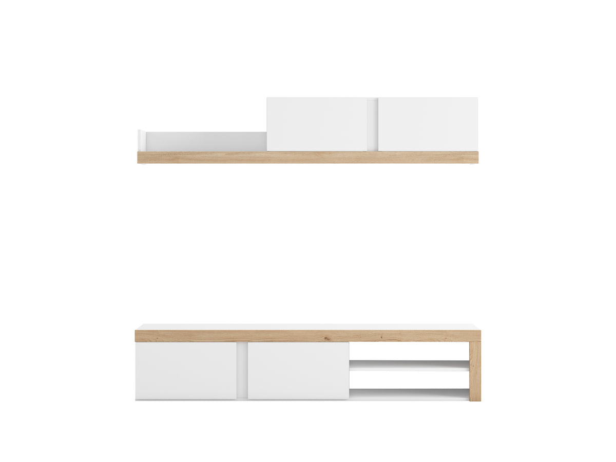 Composición de salón Fly 180 cm – Blanco Mate / Naturale